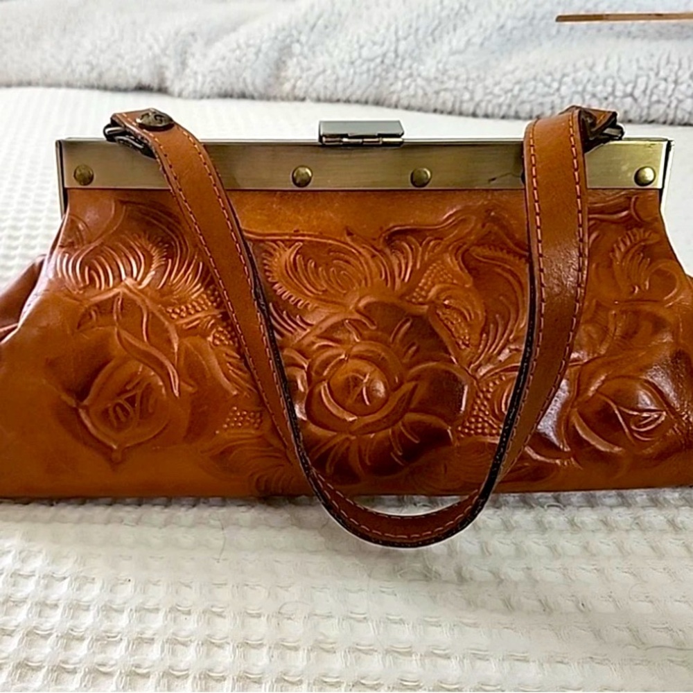 SOLD! Patricia Nash embossed roses leather bag/purse. Classic and timeless!
